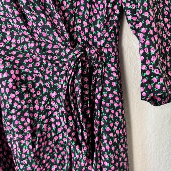 Rebecca Taylor Wild Rose Silk Blend Faux Wrap Dress Size 2 - Picture 5 of 11